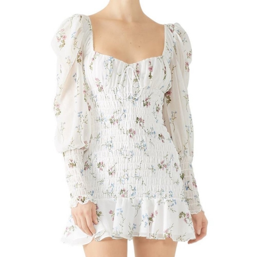 For Love & Lemons Dixon Mini Dress Size S Ivory Floral